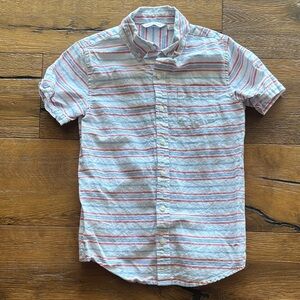 Janie and Jack Red and White Striped Kids Button Down Shirt